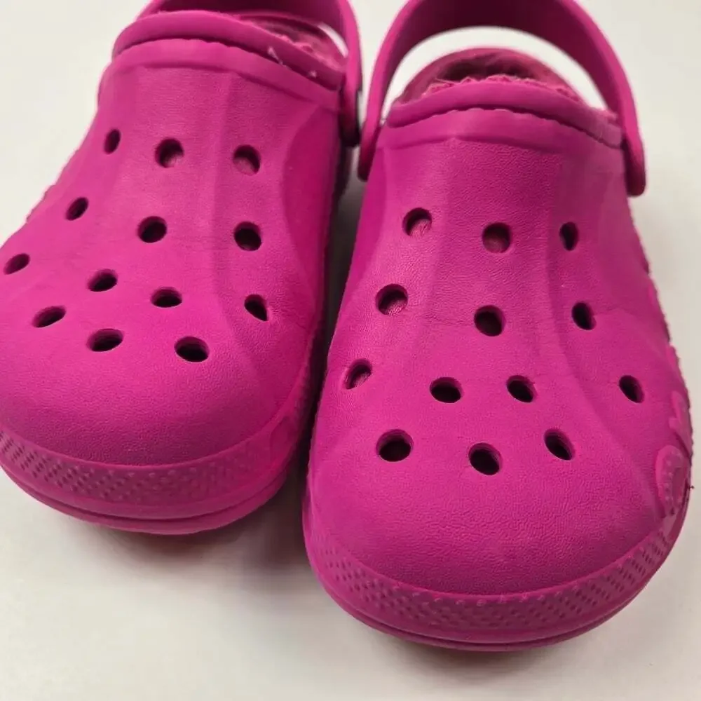 Crocs Kids Pink Baya Lined Clogs Shoes Size J1